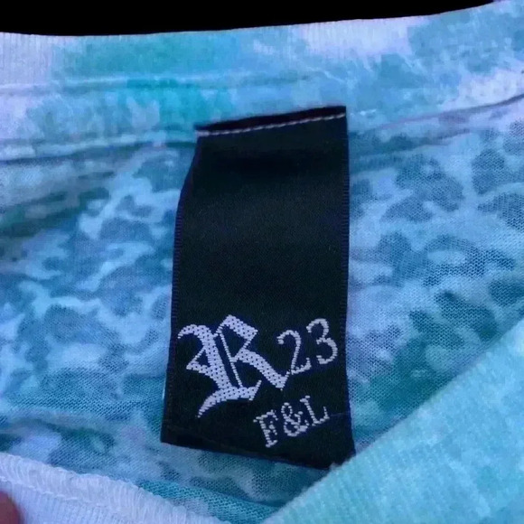 R23 Burn Out Tee Acid WashY2K Snake Animal Print Blue White Semi Sheer Retro L - Picture 2 of 7